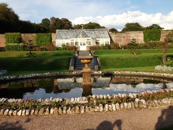 the walled gardens...decorative in front and kitchen garden behind