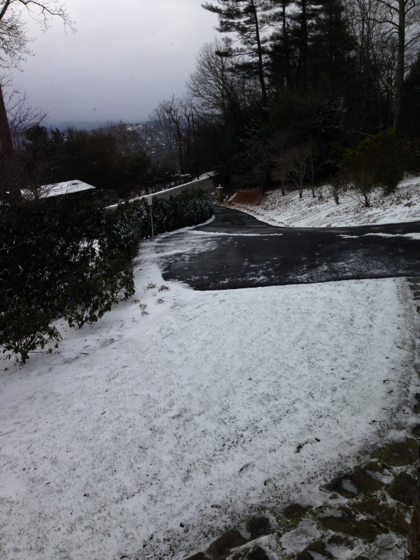 ...this is part of the LONG driveway we attacked and later threw 150 lbs of salt as an added precaution for tonight's temps of 18 degrees!