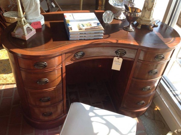 love this kidney shaped desk in mahogany