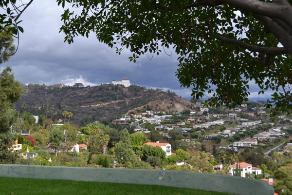 the view from her backyard - Griffith Observatory in the distance