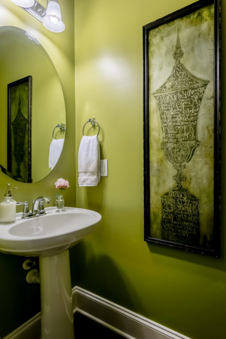 chartreuse green powder room bath bold paint ideas