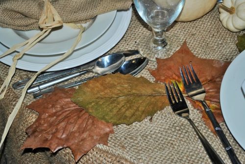 coffee sack tablecloth pressed ironed leaves