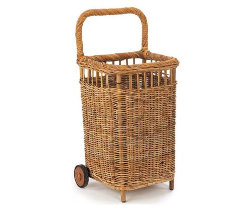 french rolling wicker basket cart