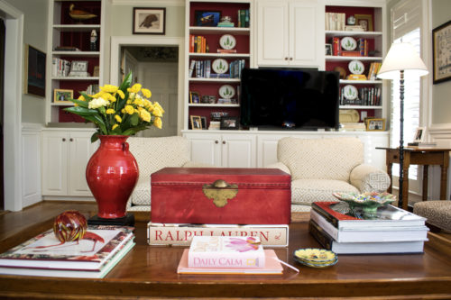 bookshelf styling painting back wall of bookshelf