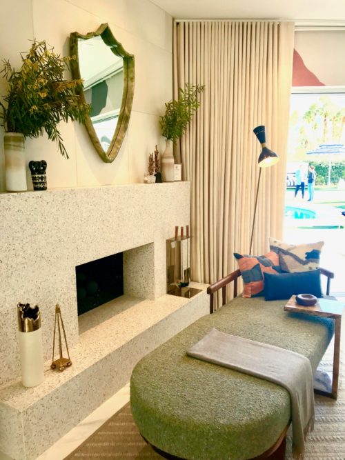 minimalist modern terrazzo fireplace design