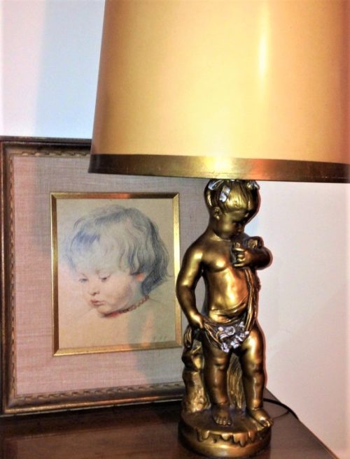cherub art gilded gold cherub lamp