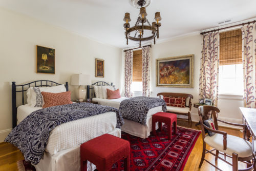 red white and blue spanish style design bedroom