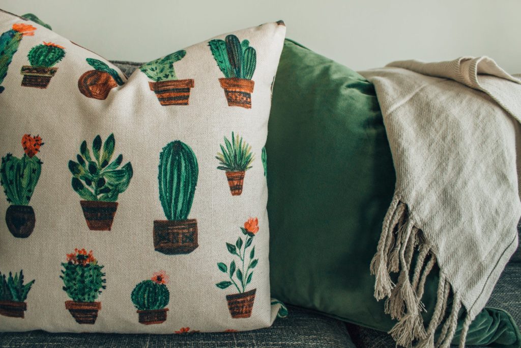 cactus fabric pillow