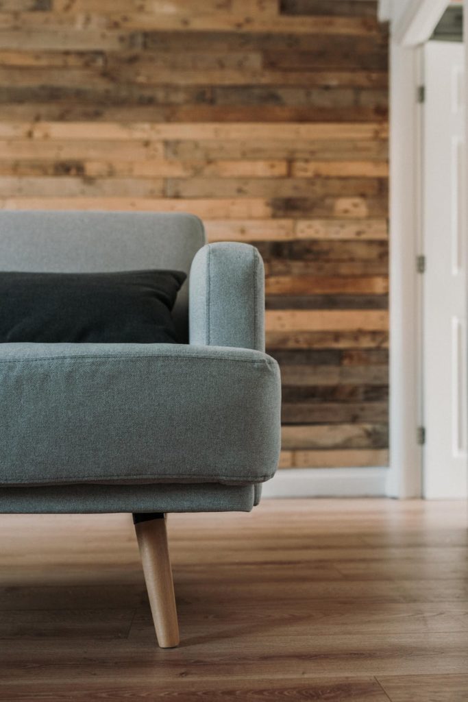 reclaimed wood wall living room