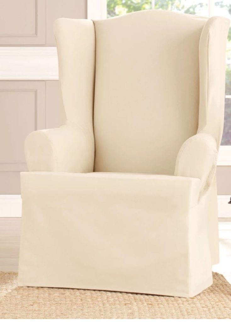 cotton duck wing chair slip cover