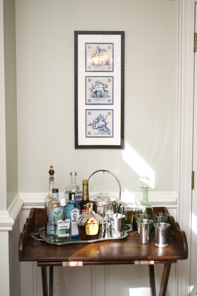 butler serving tray table bar set up