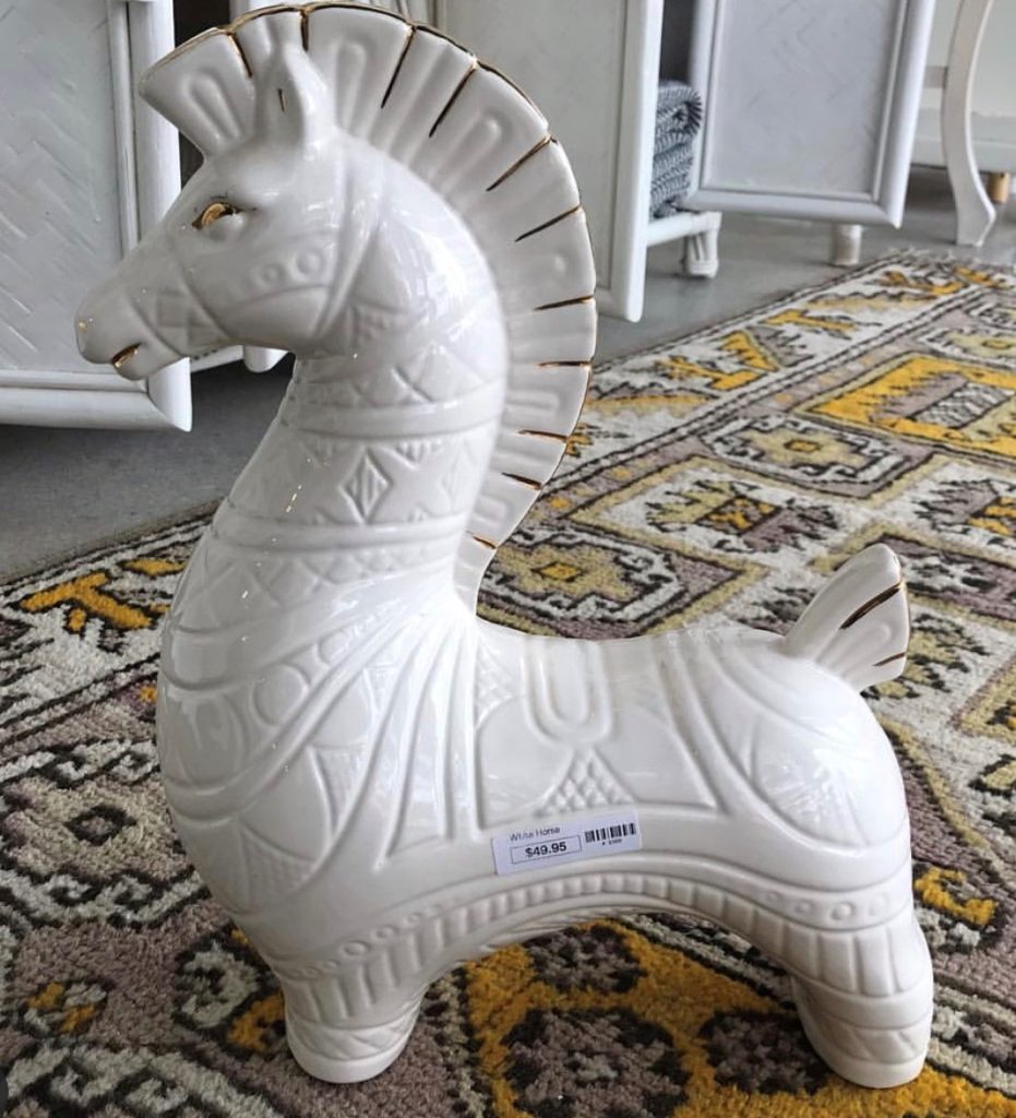 White Trojan Ceramic Horse