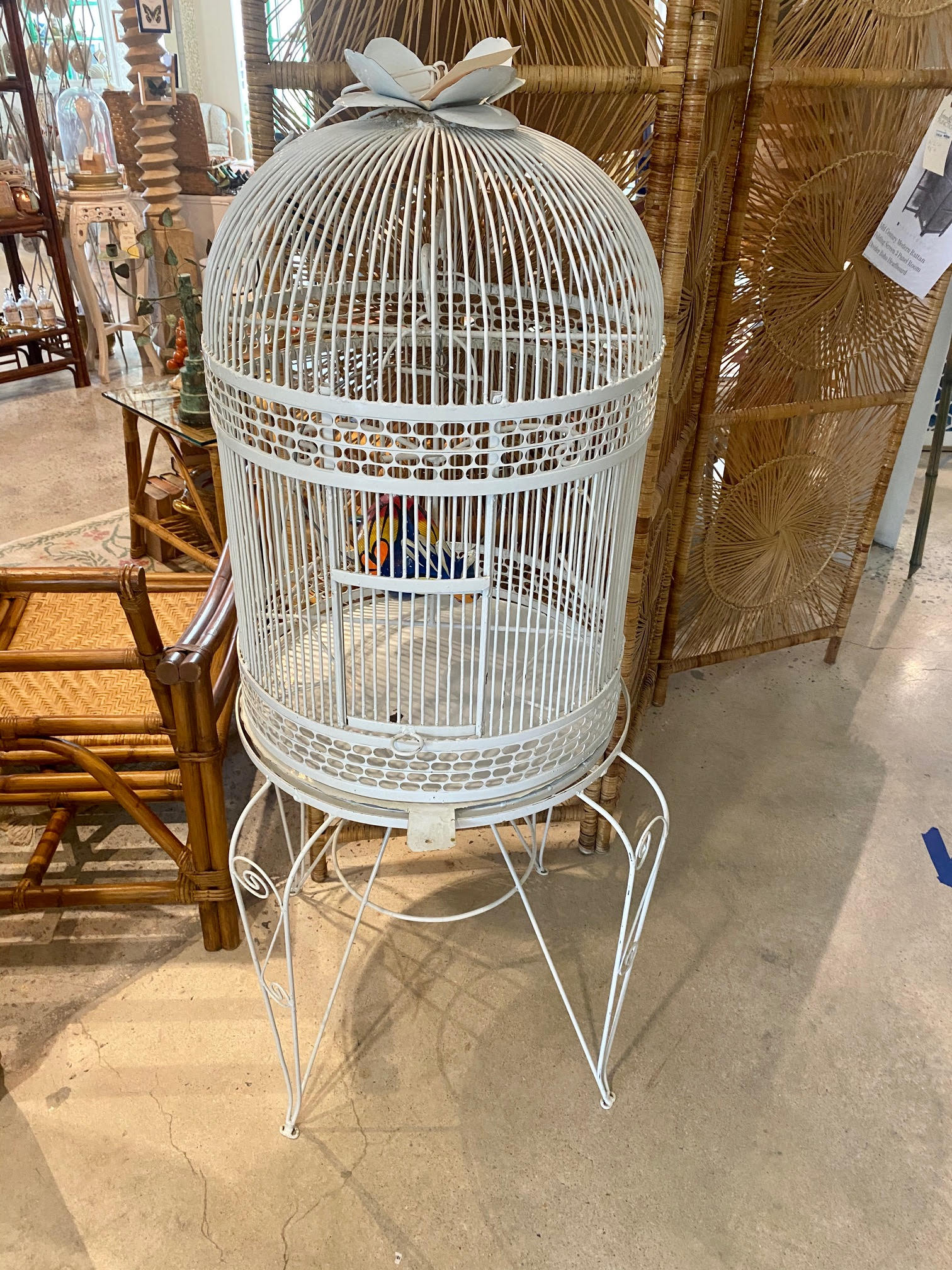 White Metal Bird Cage Form & Function Asheville NC