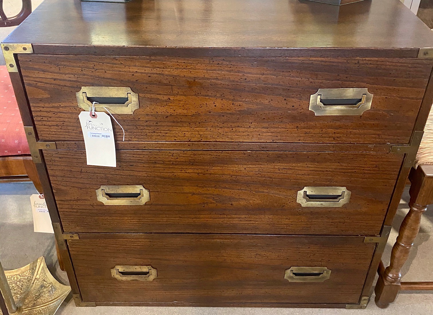 Hickory Three Drawer Campaign Chest Dresser - Form & Function