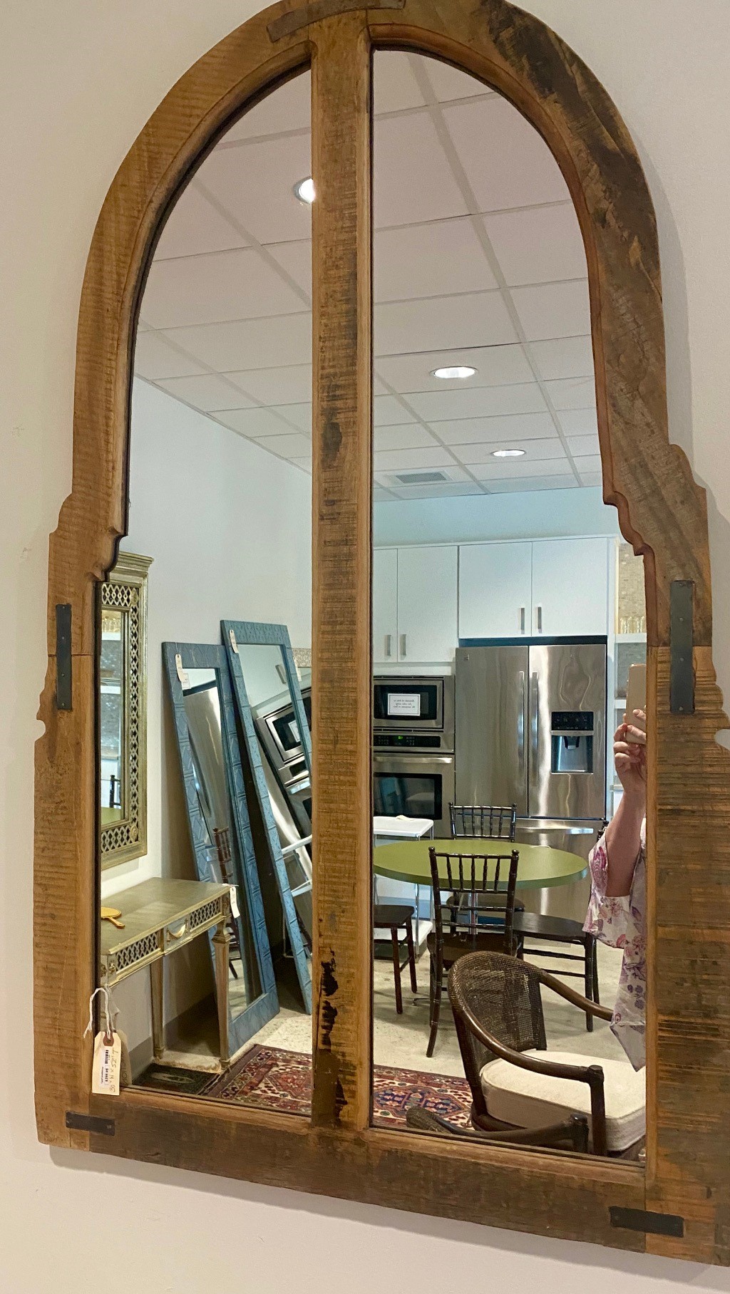 Arched Two Panel Rustic Farmhouse Wood Mirror Form & Function